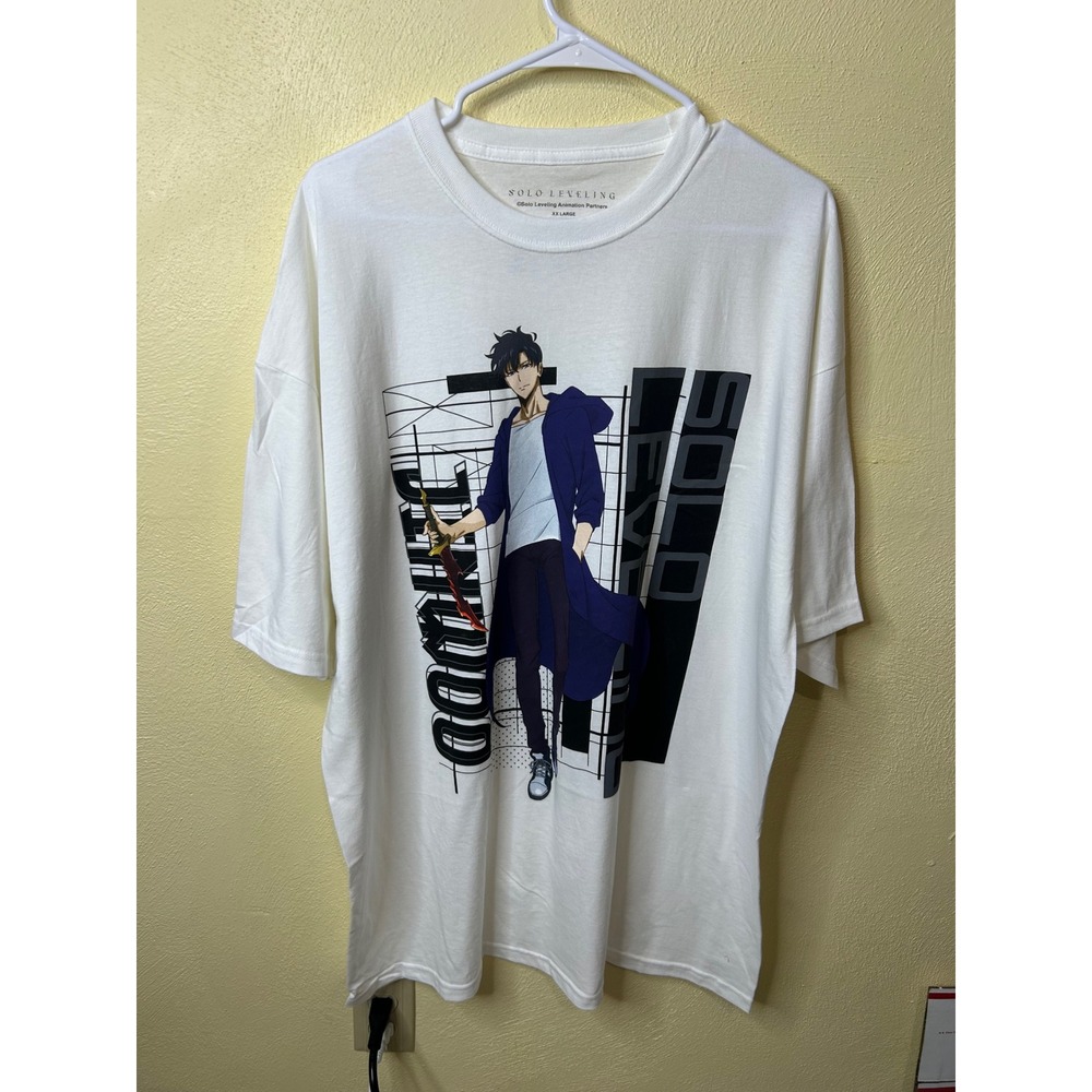 Solo Leveling Sung Jinwoo Anime Graphic T-Shirt White Mens XXL Crunchyroll